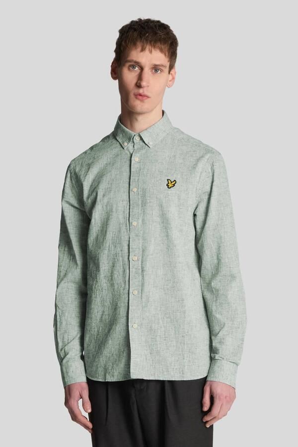 Lyle & Scott Overhemd Lange Mouw Lyle & Scott LW2207V LINEN BLEND OXFORD-X583 GREEN MERCURIAL - Foto 2