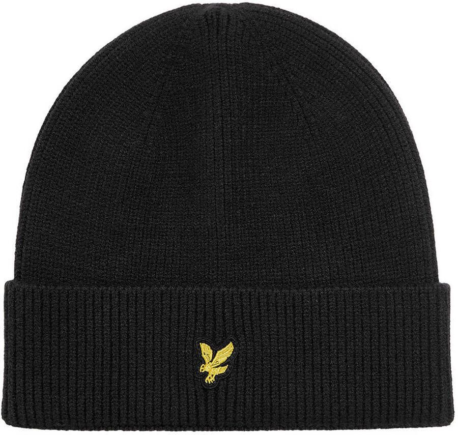 Lyle & Scott gebreide muts met logo zwart
