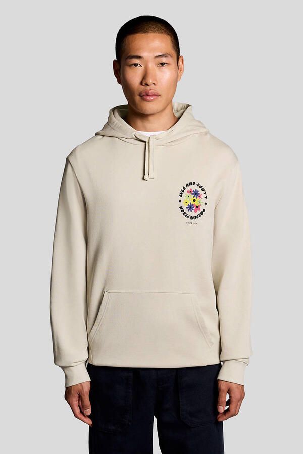 Lyle & Scott hoodie met backprint beige