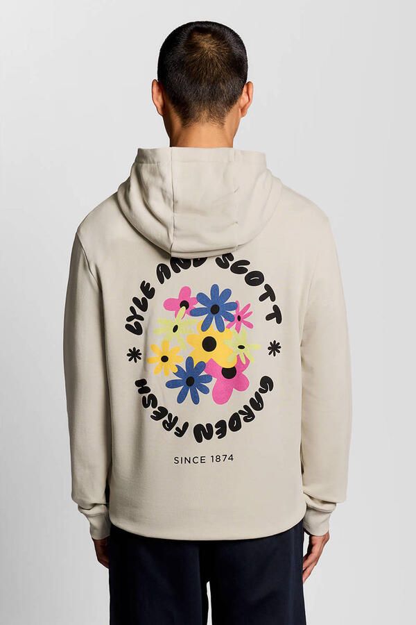 Lyle & Scott hoodie met backprint beige - Foto 2