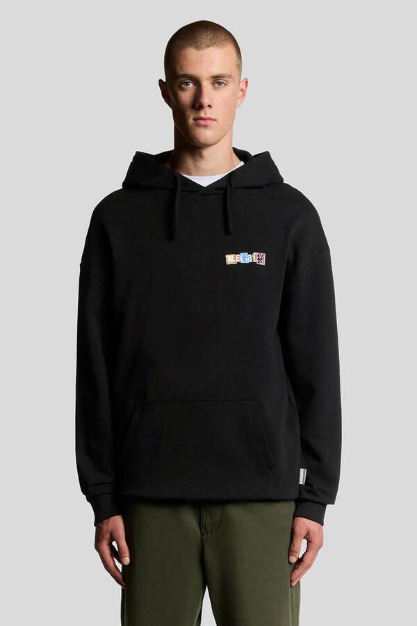 Lyle & Scott hoodie met backprint zwart