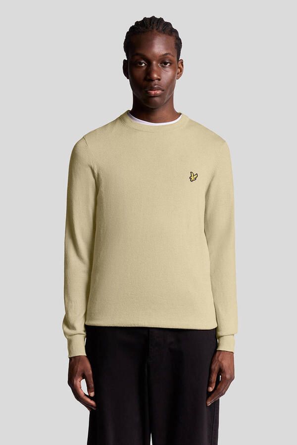 LYLE & SCOTT Heren Truien & Vesten Cotton Merino Crew Neck Jumper Zand - Foto 7