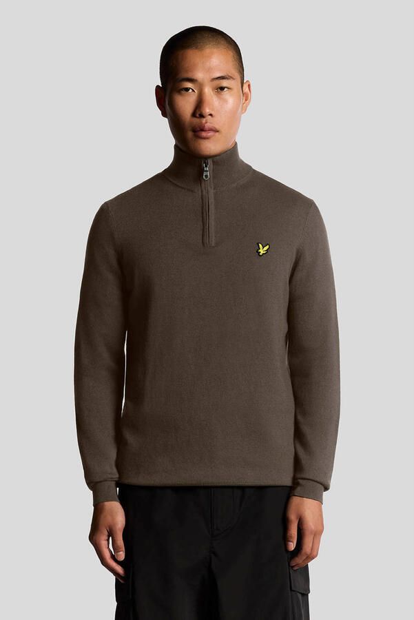 Lyle And Scott Sweater Lyle Scott Half Zip Pullover Merinowol Espresso - Foto 3