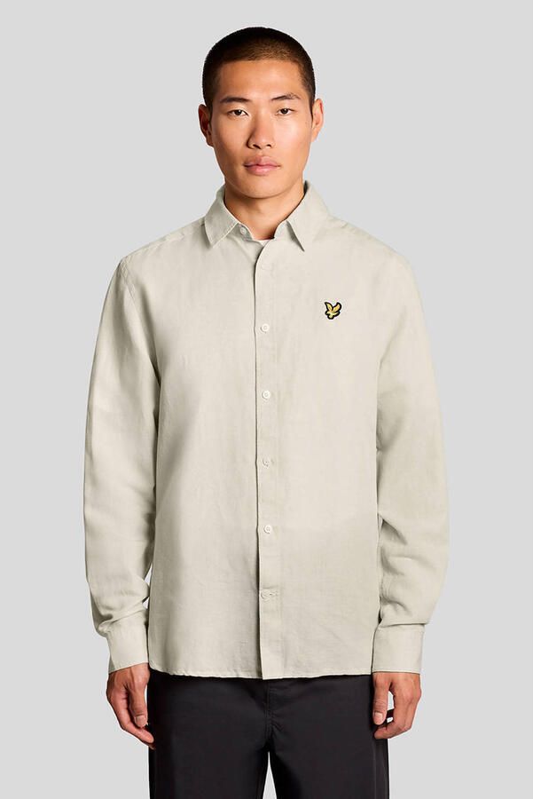 Lyle & Scott regular casual overhemd met linnen beige