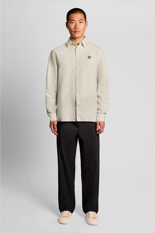 Lyle & Scott regular casual overhemd met linnen beige - Foto 2