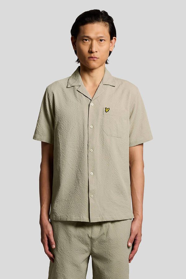 Lyle & Scott regular casual overhemd met textuur lichtkaki