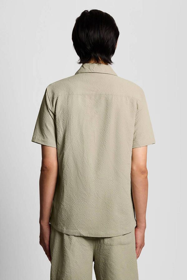 Lyle & Scott regular casual overhemd met textuur lichtkaki - Foto 3