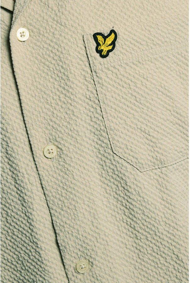Lyle & Scott regular casual overhemd met textuur lichtkaki - Foto 2