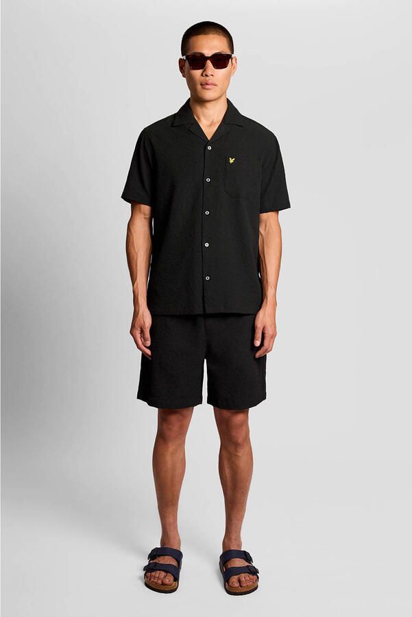 Lyle & Scott regular casual overhemd met textuur zwart - Foto 3