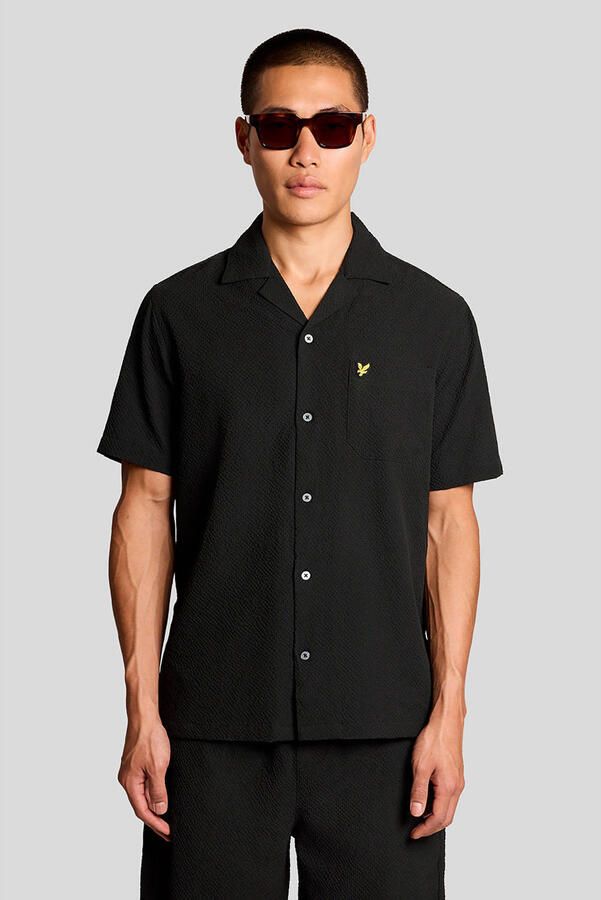 Lyle & Scott regular casual overhemd met textuur zwart