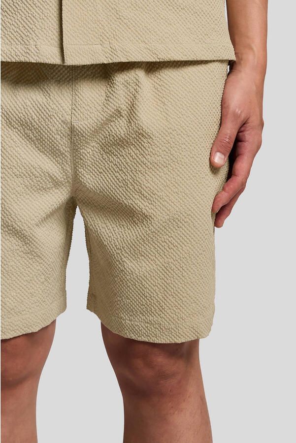 Lyle & Scott regular casual short met textuur lichtkaki - Foto 2