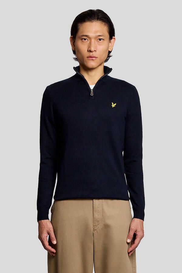 Lyle & Scott Trui Lyle & Scott KN2112VC CTTN MERINO QRTR ZIP JUMP-Z271 DARK NAVY