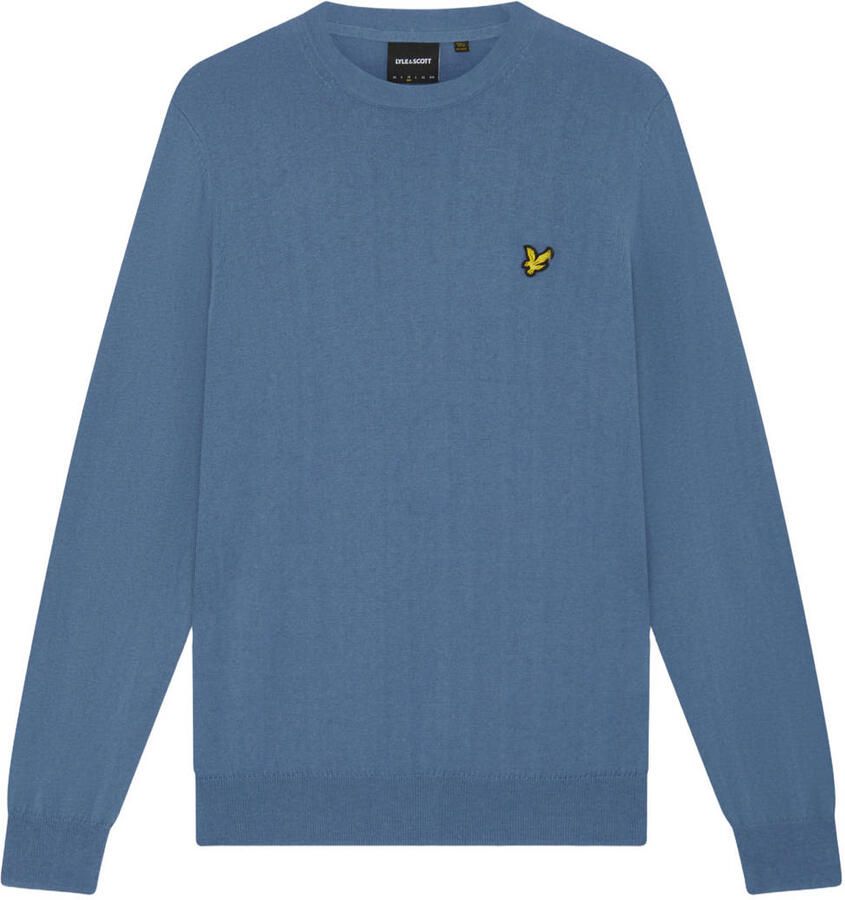 Lyle & Scott regular fit gebreide trui met wol blauw