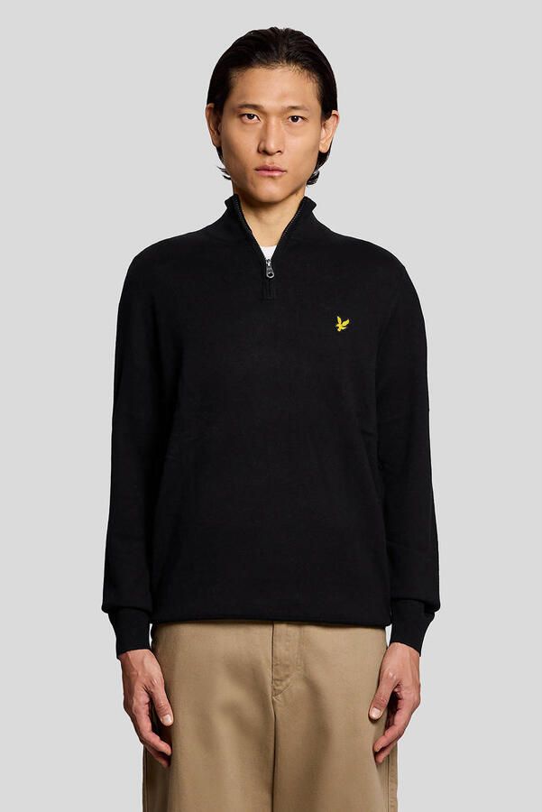 Lyle & Scott Trui Lyle & Scott KN2112VC CTTN MERINO QRTR ZIP JUMP-Z865 JET BLACK