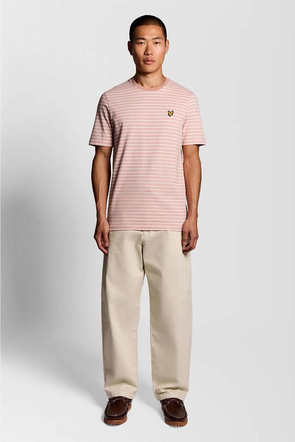 Lyle & Scott regular gestreepte T-shirt roze - Foto 2