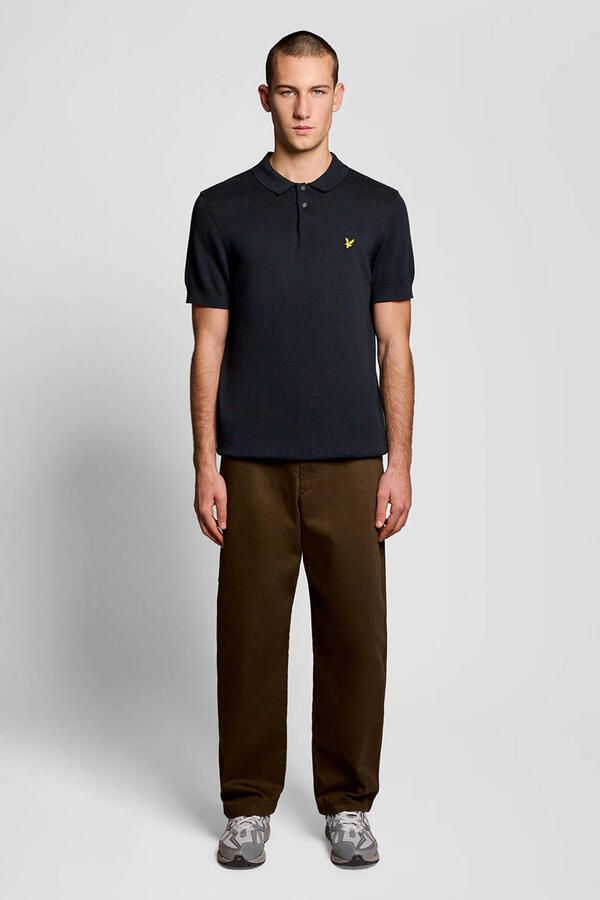 Lyle & Scott regular polo fijn gebreid donkerblauw - Foto 2