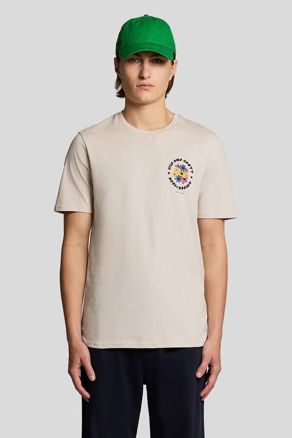 Lyle & Scott regular T-shirt met backprint beige