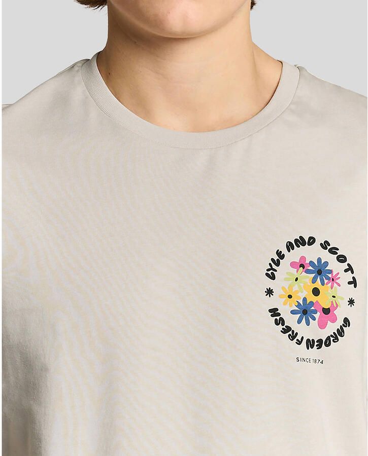 Lyle & Scott regular T-shirt met backprint beige - Foto 3