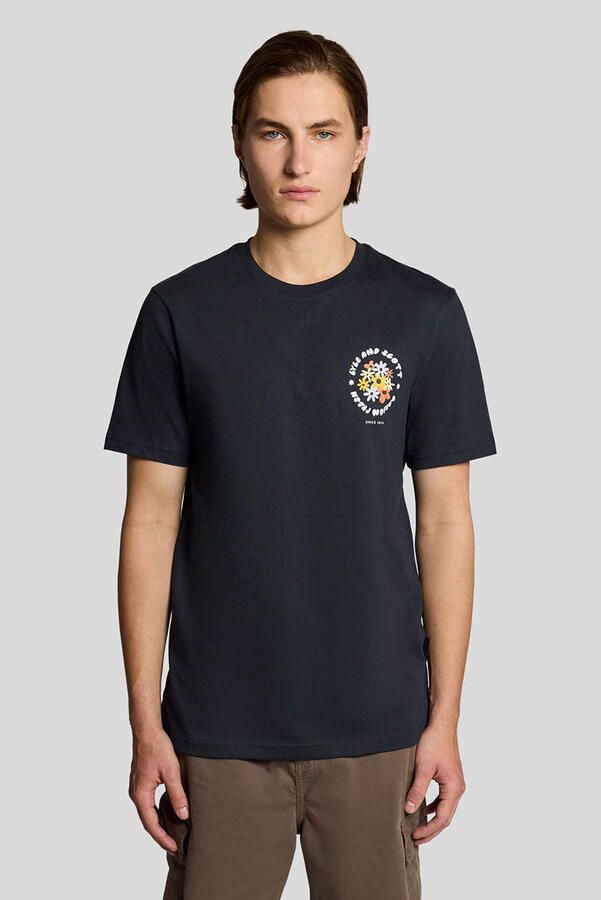 Lyle & Scott regular T-shirt met backprint donkerblauw