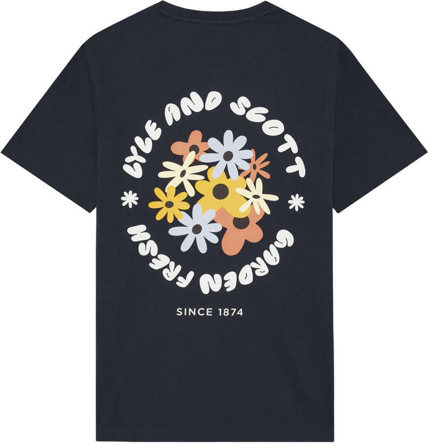 Lyle & Scott regular T-shirt met backprint donkerblauw - Foto 2
