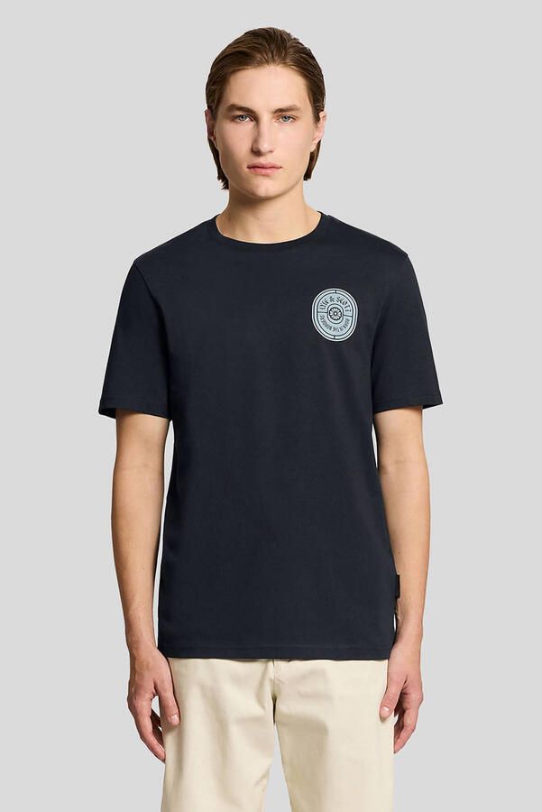 Lyle & Scott regular T-shirt met backprint donkerblauw