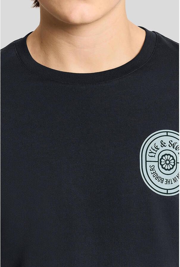 Lyle & Scott regular T-shirt met backprint donkerblauw - Foto 3