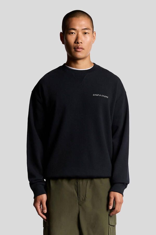LYLE & SCOTT Heren Truien & Vesten Script Brush Back Crew Neck Sweatshirt Donkerblauw