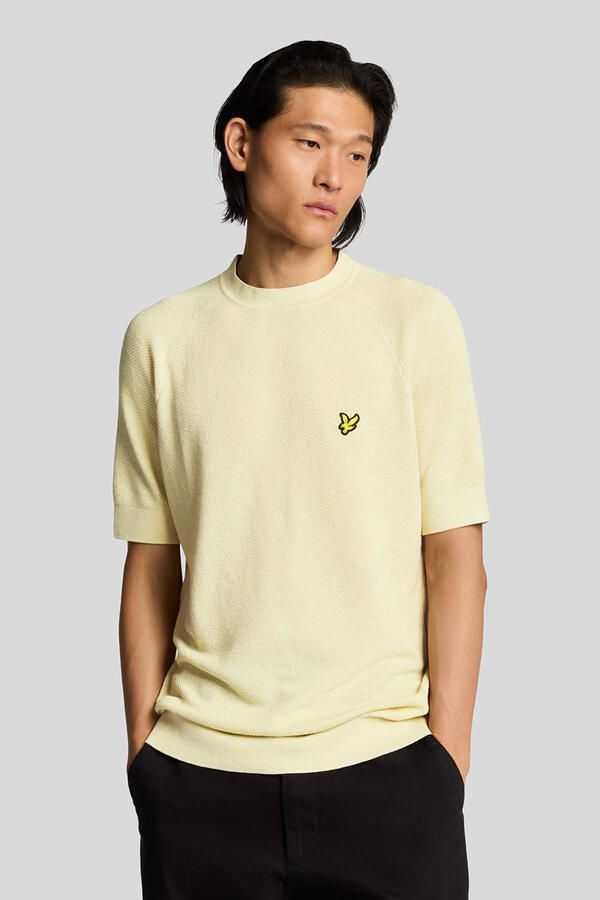 Lyle & Scott Mid Knits Linnenmix Gebreid T-shirt Yellow Heren