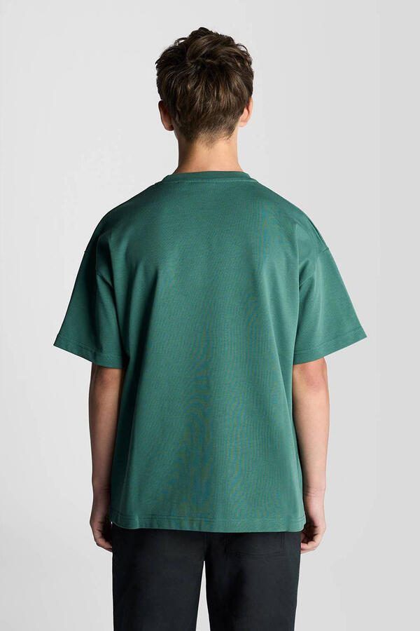 LYLE & SCOTT Polo's & T-shirts Heavy Weight Relaxed T-shirt Donkergroen - Foto 4