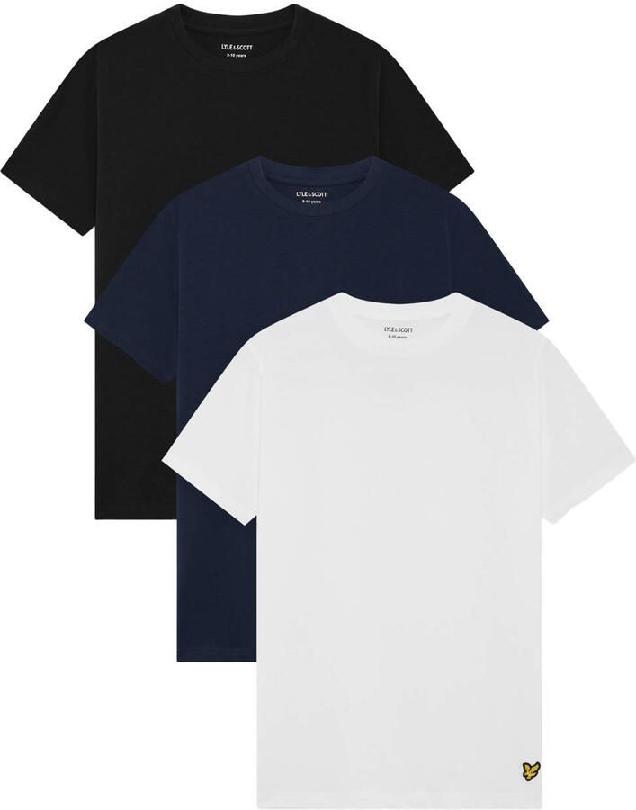 LYLE & SCOTT Jongens Ondergoed & Nachtkleding Loungewear 3 Pack T-shirts Donkerblauw - Foto 4