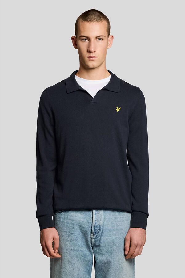 Lyle & Scott trui fijn gebreid donkerblauw