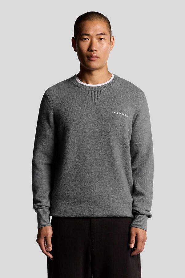 Lyle & Scott trui fijn gebreid grijs