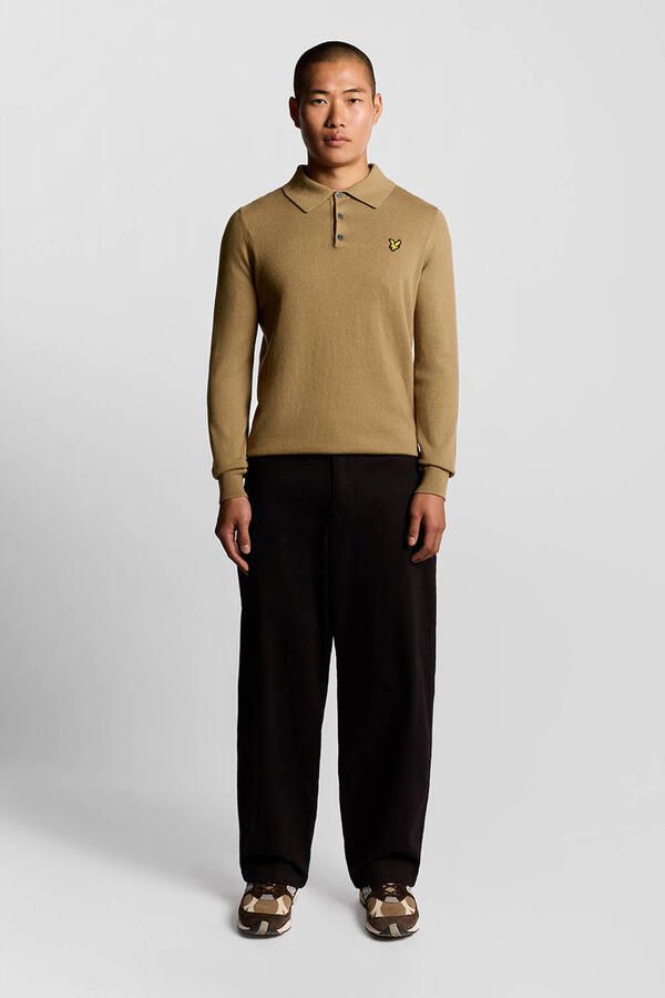 Lyle & Scott Polo Shirt Lange Mouw Lyle & Scott KN2113V COTTON MERINOS POLO-X851 TIGERS EYES - Foto 1