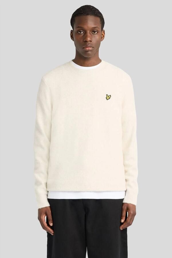 Lyle & Scott wollen relaxed fit gebreide trui ecru