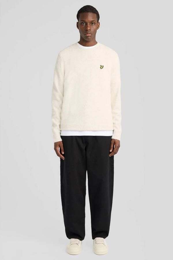 Lyle & Scott wollen relaxed fit gebreide trui ecru - Foto 3