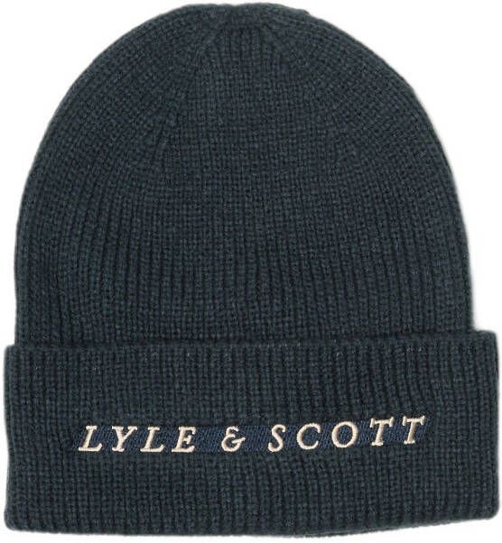 Lyle & Scott muts met logo donkerblauw