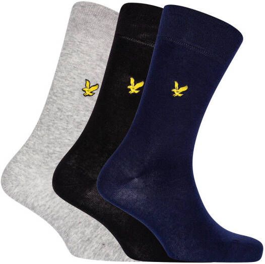Lyle & Scott sokken Angus set van 3 donkerblauw zwart grijs