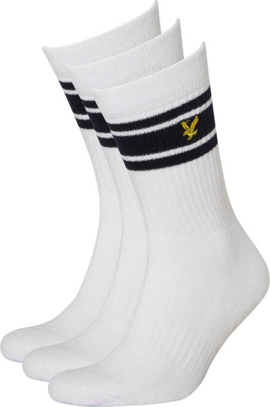 Lyle & Scott Gestreepte Crew Sokken 3-Pack White Heren