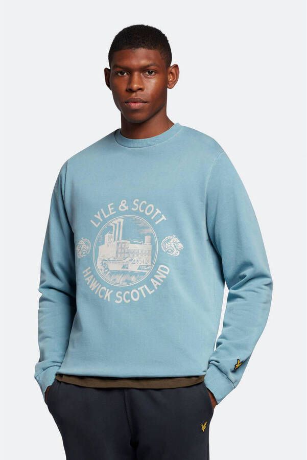 Lyle & Scott sweater met printopdruk skipton blue