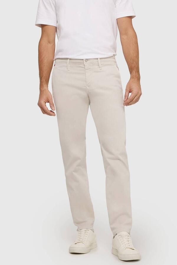 MAC Broek beige effen katoen zonder omslag