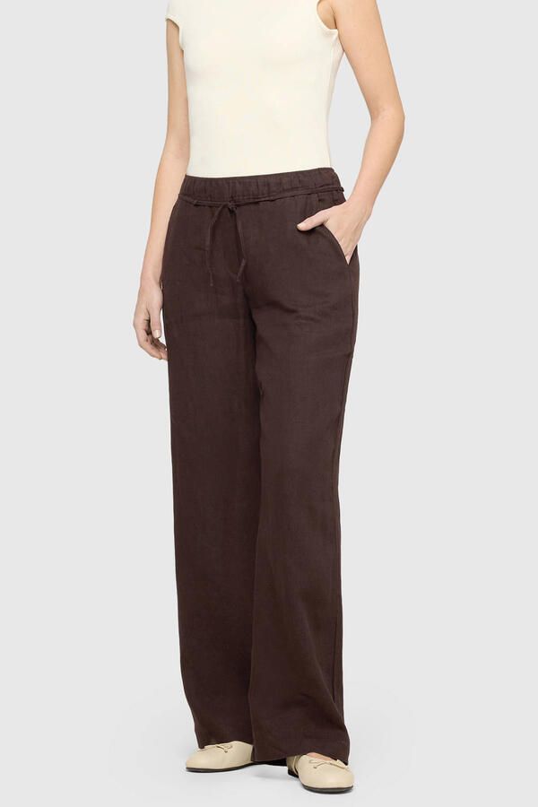 MAC Linnen broek met strikceintuur model 'Chiara'