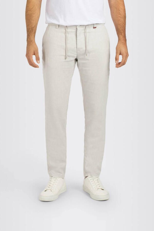 MAC Lennox Sport slim casual broek met linnen ecru