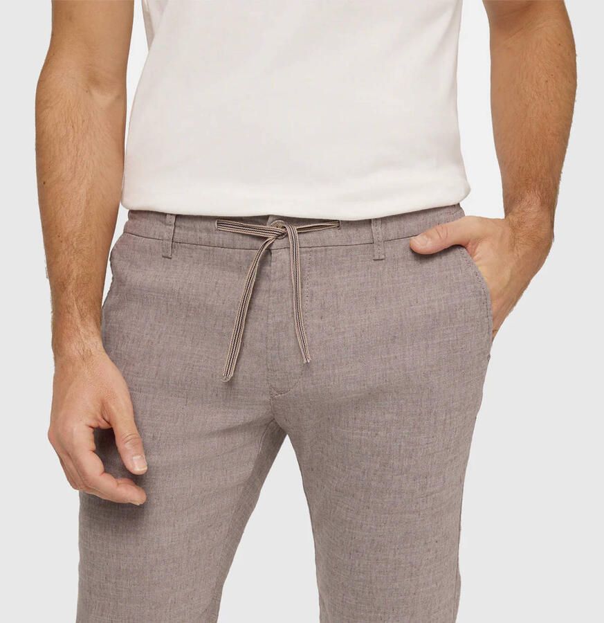 MAC Lennox Sport slim casual broek met linnen lichtbruin - Foto 3