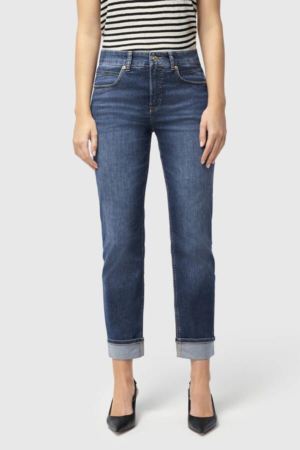 MAC regular waist straight leg jeans medium blue denim