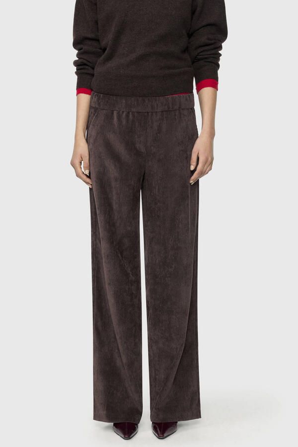 MAC Dames Broeken 0455 Velour Chiara Wide Leg Bruin-32 - Foto 5