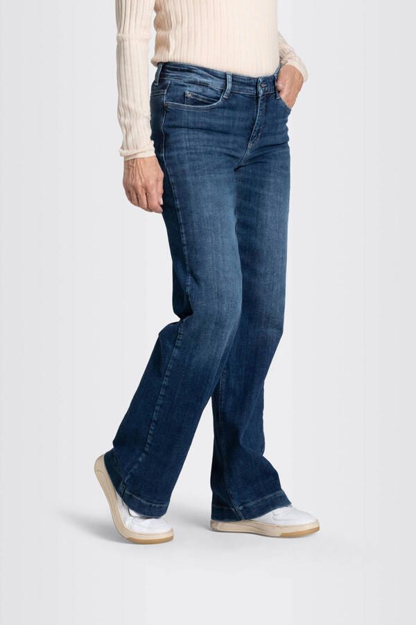 MAC Wijde spijkerbroek met klassieke blauwe wassing Blue Dames