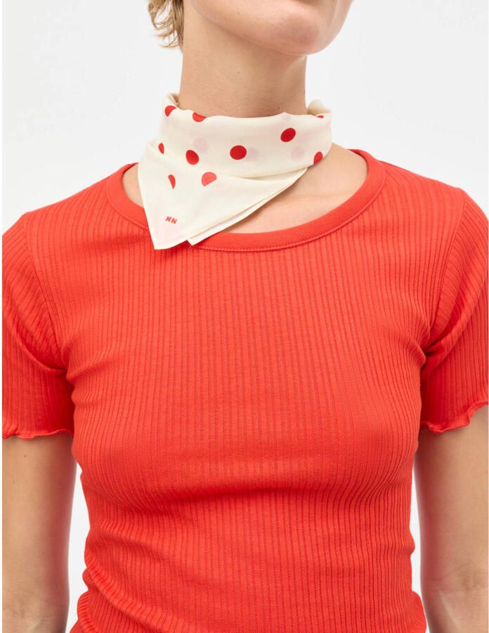 MADS NØRGAARD COPENHAGEN bandana Soft Cotton ecru rood - Foto 3