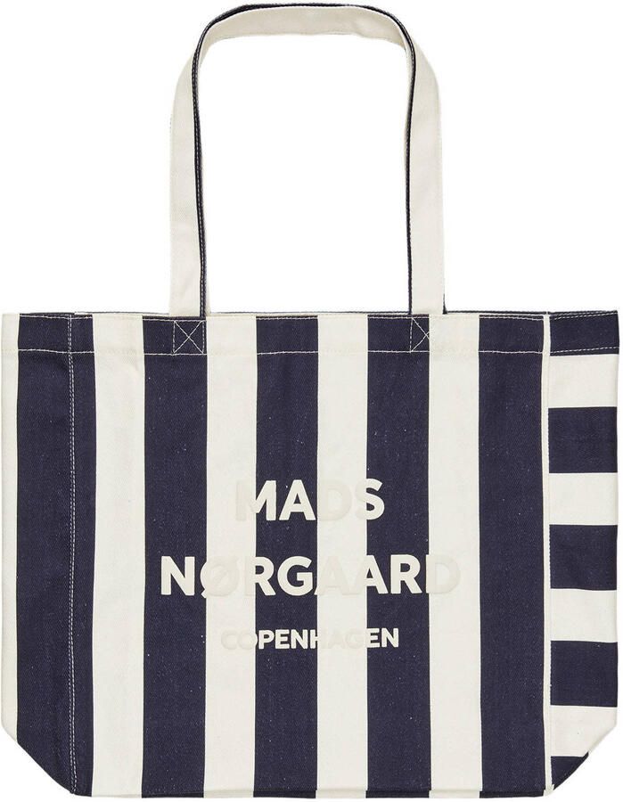 MADS NØRGAARD COPENHAGEN gestreepte shopper Boutiqno Athene donkerblauw ecru
