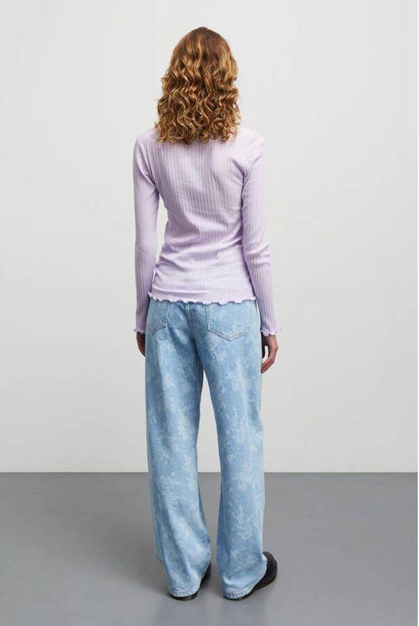 MADS NØRGAARD COPENHAGEN regular waist wide leg jeans light blue denim - Foto 2