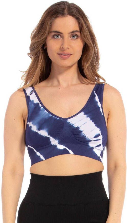 MAGIC Bodyfashion niet-voorgevormde bh top Comfort donkerblauw wit